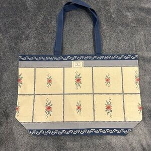 Sezane Blue and Cream Floral Tote Bag